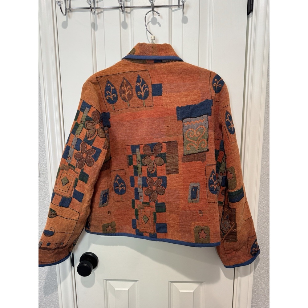 Parsley & Sage Medium Tapestry Jacket Art To Wear Boho Floral Abstract Fall - Picture 6 of 7